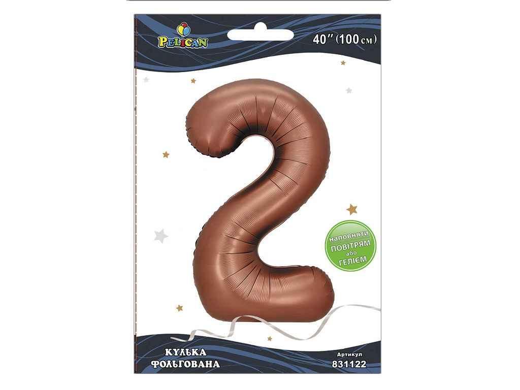 Кулька фольгована цифра 40 (100 см) 2 коричнева ТМ PELICAN, фото 1