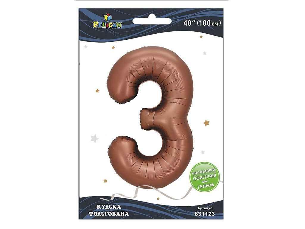 Кулька фольгована цифра 40 (100 см) 3 коричнева ТМ PELICAN, фото 1