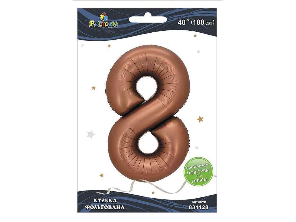Кулька фольгована цифра 40 (100 см) 8 коричнева ТМ PELICAN, фото 1