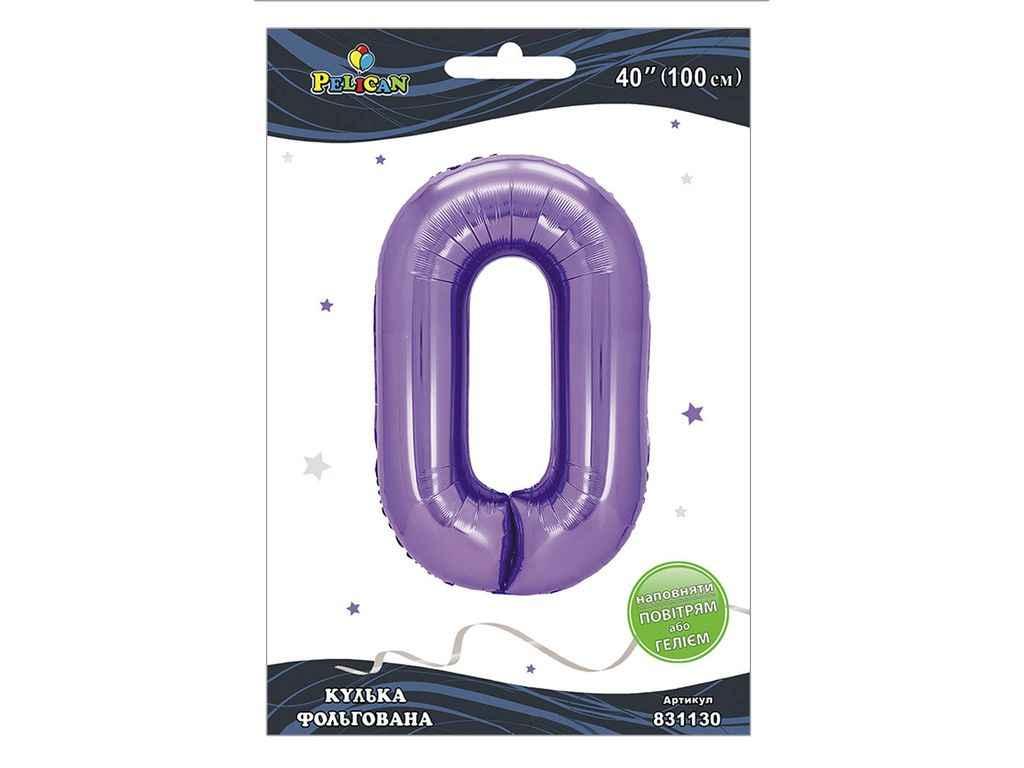 Кулька фольгована цифра 40 (100 см) 0 лавандова ТМ PELICAN, фото 1