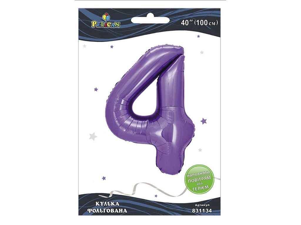 Кулька фольгована цифра 40 (100 см) 4 лавандова ТМ PELICAN, фото 1