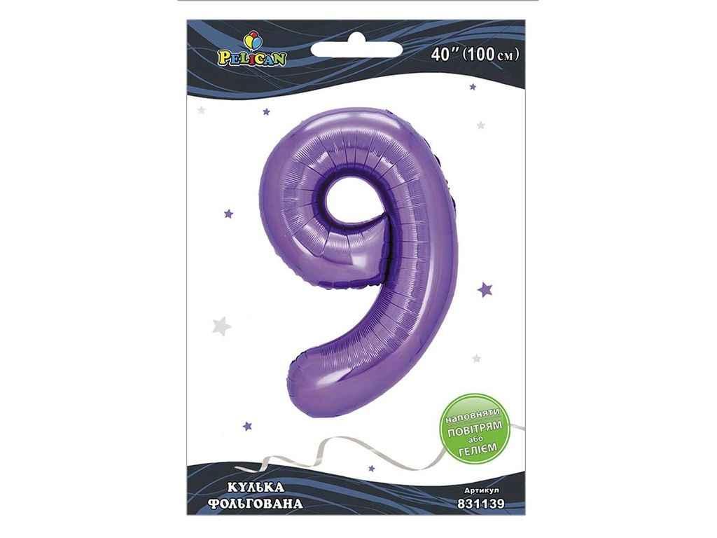 Кулька фольгована цифра 40 (100 см) 9 лавандова ТМ PELICAN, фото 1