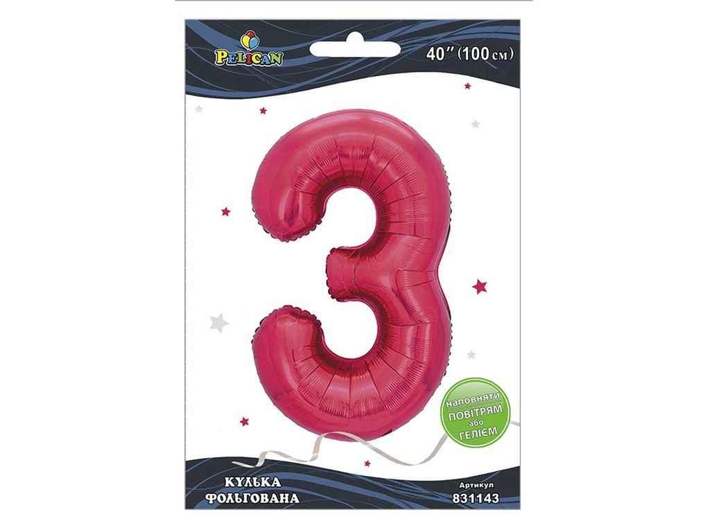 Кулька фольгована цифра 40 (100 см) 3 фуксія ТМ PELICAN, фото 1