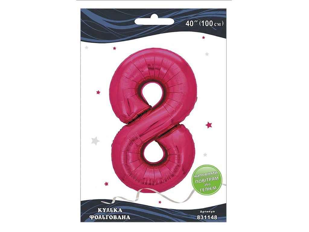 Кулька фольгована цифра 40 (100 см) 8 фуксія ТМ PELICAN, фото 1