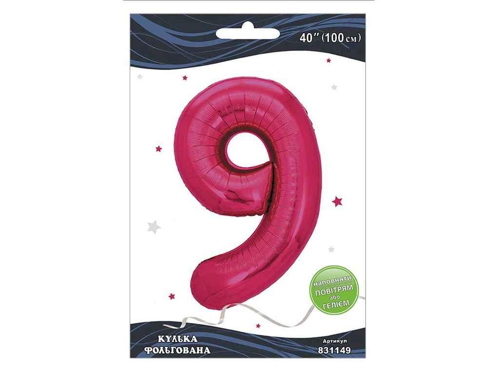 Кулька фольгована цифра 40 (100 см) 9 фуксія ТМ PELICAN, фото 1