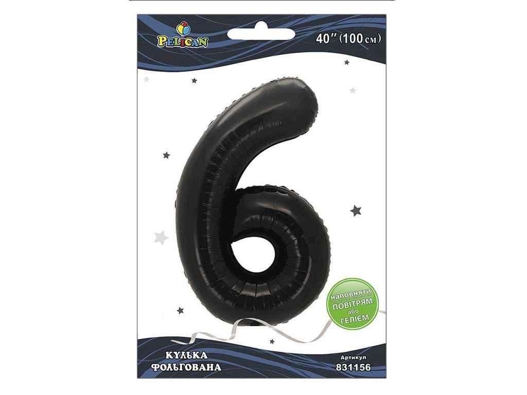 Кулька фольгована цифра 40 (100 см) 6 чорна ТМ PELICAN, фото 1