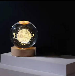 Нічник у 3D "Дівчина з планетою", Кришталева куля 8 см з Led-підсвіткою, фото 4