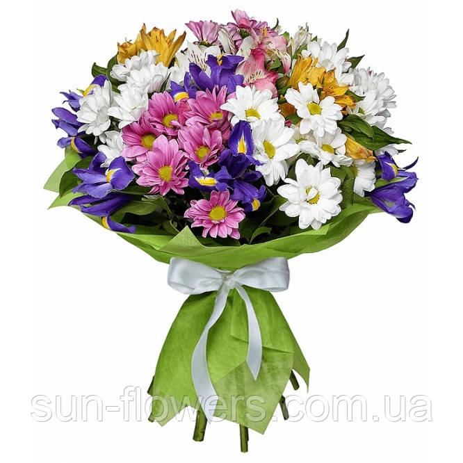Букет-мікс хризантема, іриси,альстрмія., фото 1