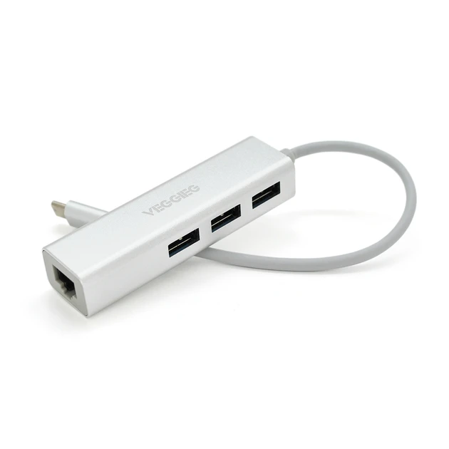 Мультипортовий адаптер Veggieg Type-C Hub to Ethernet U3J-3C-S