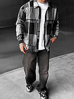 Трендова чоловіча сорочка оверсайз сірого кольору, 100% бавовна.