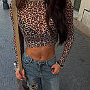 Жіночий топ у леопардовий принт із сітки з довгими рукавами (р. 42-44) 10ma1268, фото 4