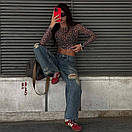 Жіночий топ у леопардовий принт із сітки з довгими рукавами (р. 42-44) 10ma1268, фото 5