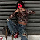 Жіночий топ у леопардовий принт із сітки з довгими рукавами (р. 42-44) 10ma1268, фото 6