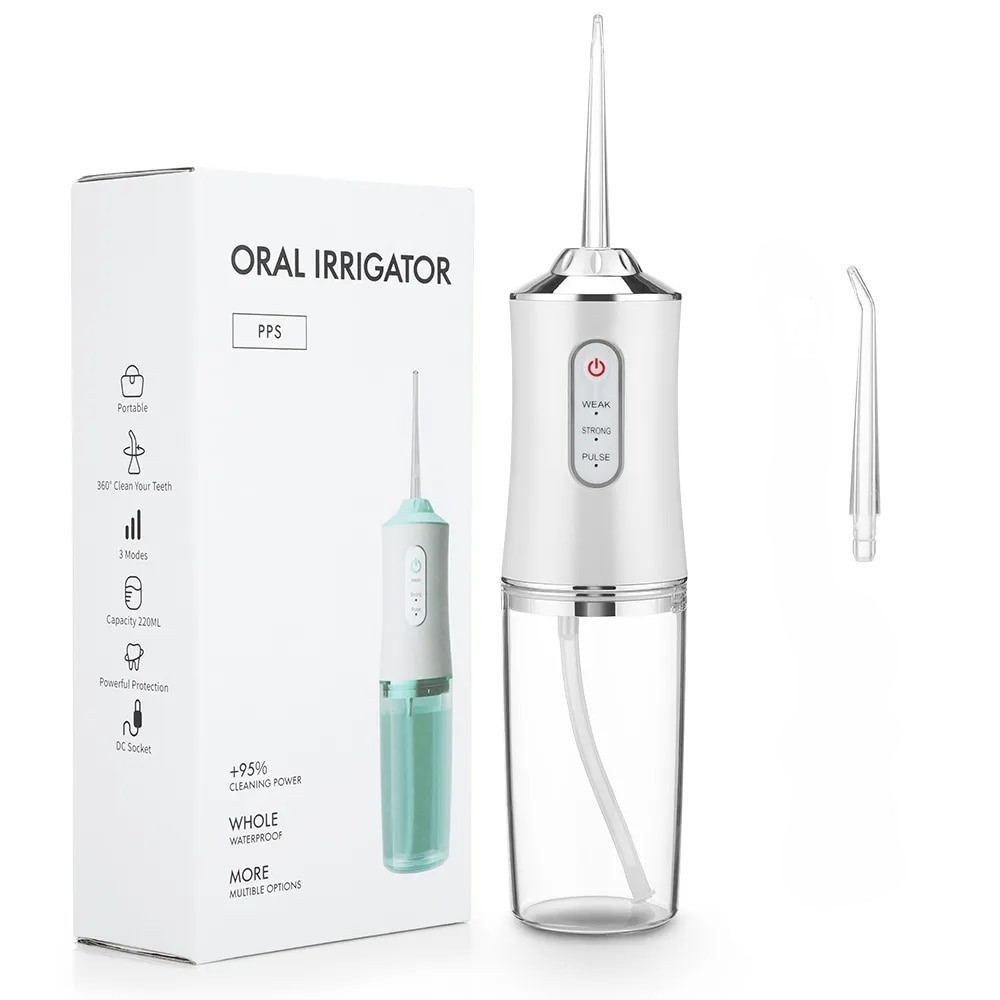 Іригатор для ротової порожнини 220 мл Portable Oral Irrigator / Портативний іригатор для зубів з насадкою