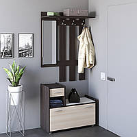 Компактний передпокій Еверест Тандем 90х38х200 для малогабаритної квартири з вішалкою дзеркалом тумбою Венге Дуб молочний
