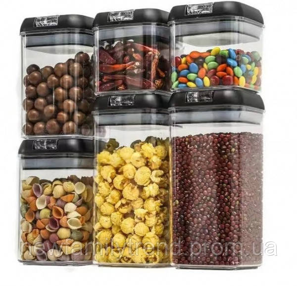 Набір ємностей для сипких продуктів 6 шт. Edenberg EB-18473 Набір контейнерів сипких продуктів із кришкою, фото 1