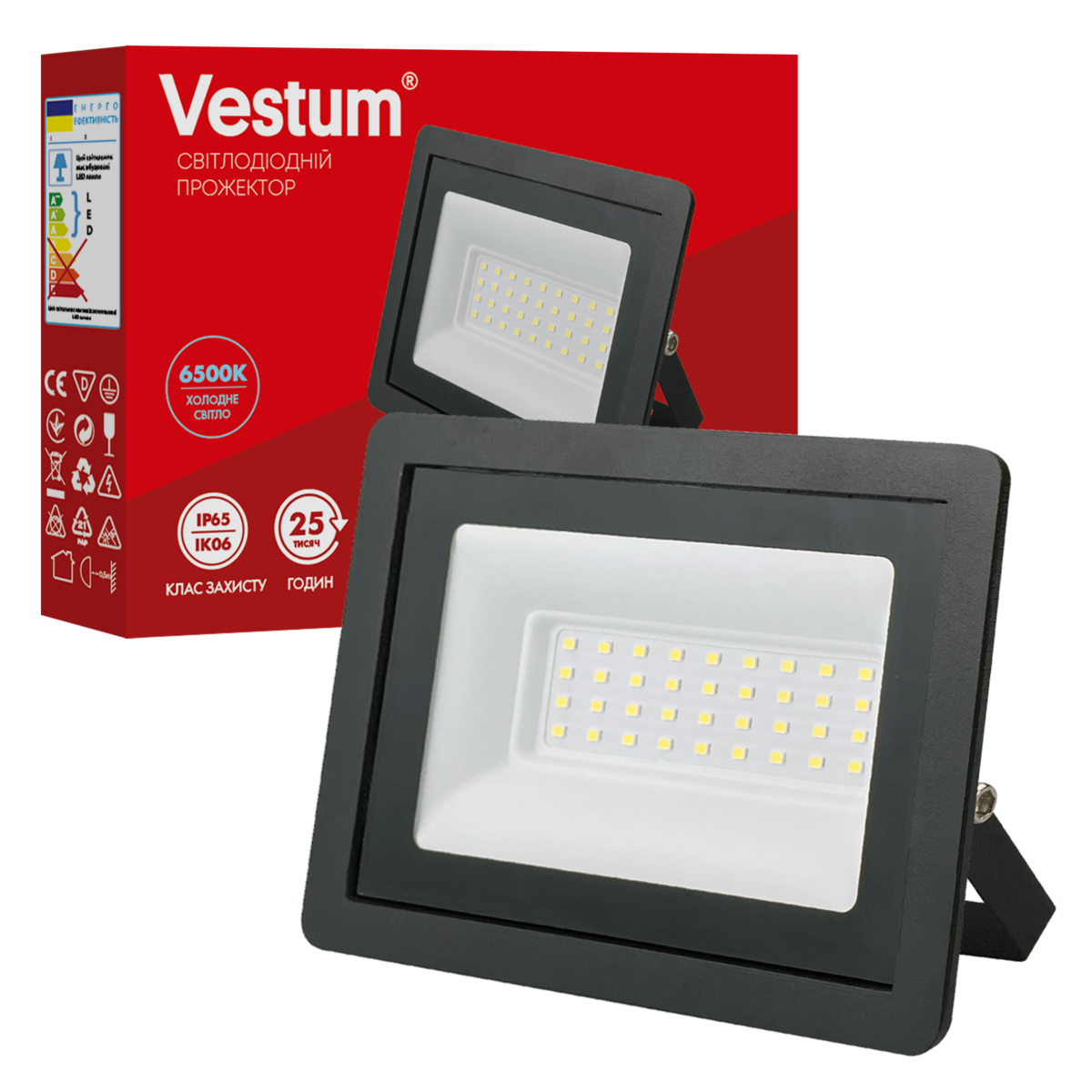 Вуличний Прожектор LED Vestum 30 W IP65 Гарантія 2 роки