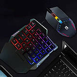 Комплект 198I G506 дротова ігрова клавіатура для однієї руки та миша з підсвіткою Black, фото 4