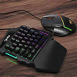Комплект 198I G506 дротова ігрова клавіатура для однієї руки та миша з підсвіткою Black, фото 5