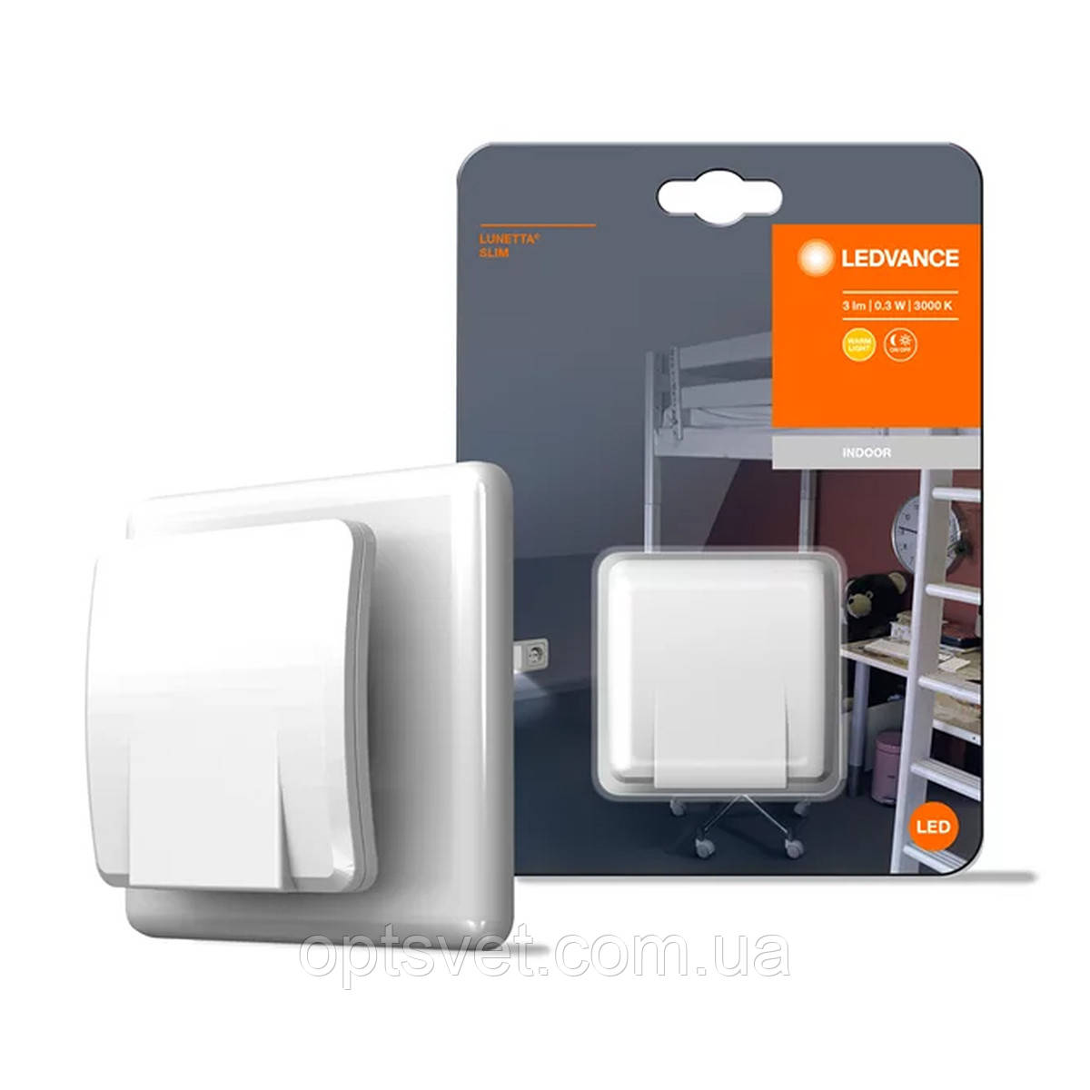 Нічник в розетку LEDVANCE Lunetta Slim Square LED 0,3 Вт білий (4058075227934)