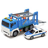 Іграшкова машинка евакуатор з поліцейською машинкою Wenyi 30 см інерційний Синій (59103), фото 2