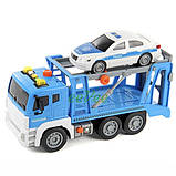 Іграшкова машинка евакуатор з поліцейською машинкою Wenyi 30 см інерційний Синій (59103), фото 4