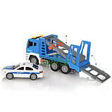 Іграшкова машинка евакуатор з поліцейською машинкою Wenyi 30 см інерційний Синій (59103), фото 5