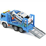 Іграшкова машинка евакуатор з поліцейською машинкою Wenyi 30 см інерційний Синій (59103), фото 6