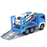 Іграшкова машинка евакуатор з поліцейською машинкою Wenyi 30 см інерційний Синій (59103), фото 7