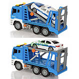 Іграшкова машинка евакуатор з поліцейською машинкою Wenyi 30 см інерційний Синій (59103), фото 8