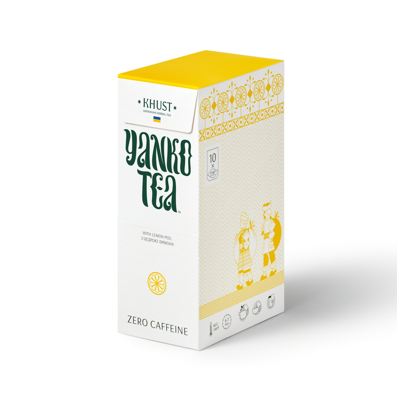 Янко-чай з цедрою лимона пакетований, 24 г (10 х 2,4 г) трав'яний карпатський чай Khust, фото 1