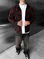 Трендова чоловіча сорочка оверсайз червоно-чорного кольору, 100% бавовна.