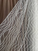 Тюль молочний фатин вишивка абстракція