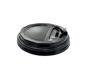 Кришка на стакан 90 мм чорна з клапаном (50/уп,2000/ящ)