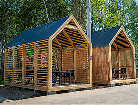 Альтанка «Барнхаус» з горизонтальними рейковими стінками 3 х 5,4 м