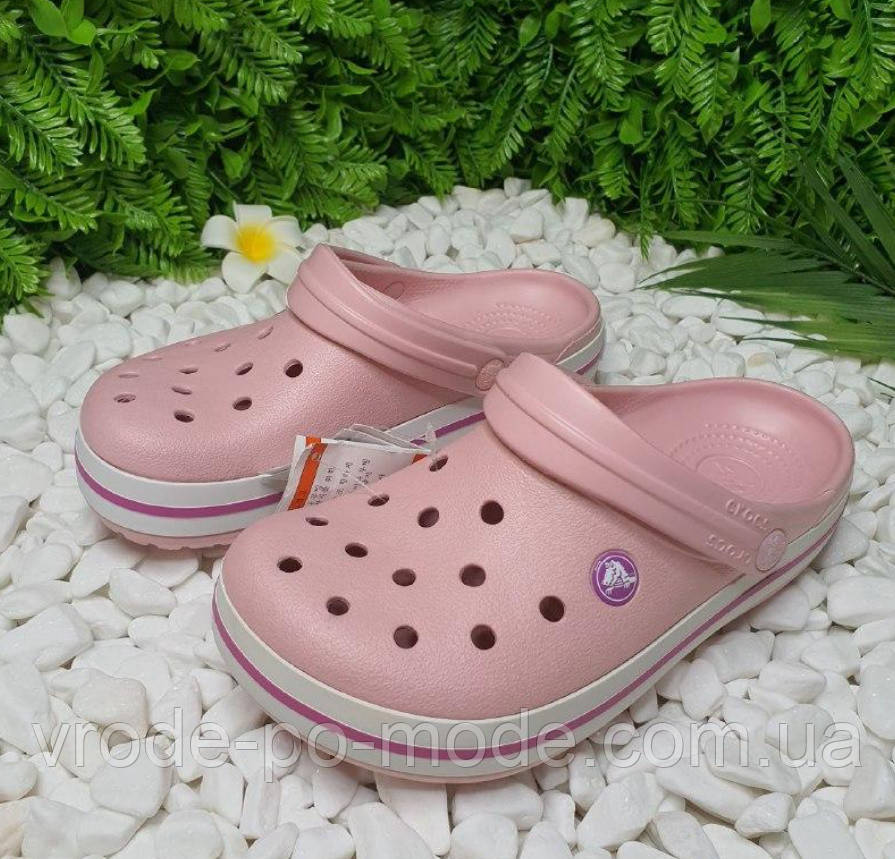 Жіночі пудрові крокси матові, літні рожеві сабо комфортні, легкі шльопанці піна Crocs, оригінал, фото 1