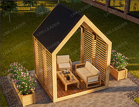 Альтанка двосхилий «Барнхаус» з горизонтальними рейковими стінками 3 х 2,8 м