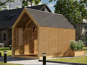 Альтанка двосхилий «Барнхаус» з рейковими стінками 3 х 5,4 м