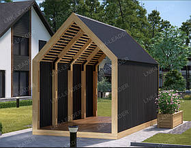 Альтанка двосхилий «Барнхаус» з суцільними стінками 3 х 5,4 м