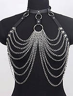 Стильна портупея з екошкіри з ланцюгами