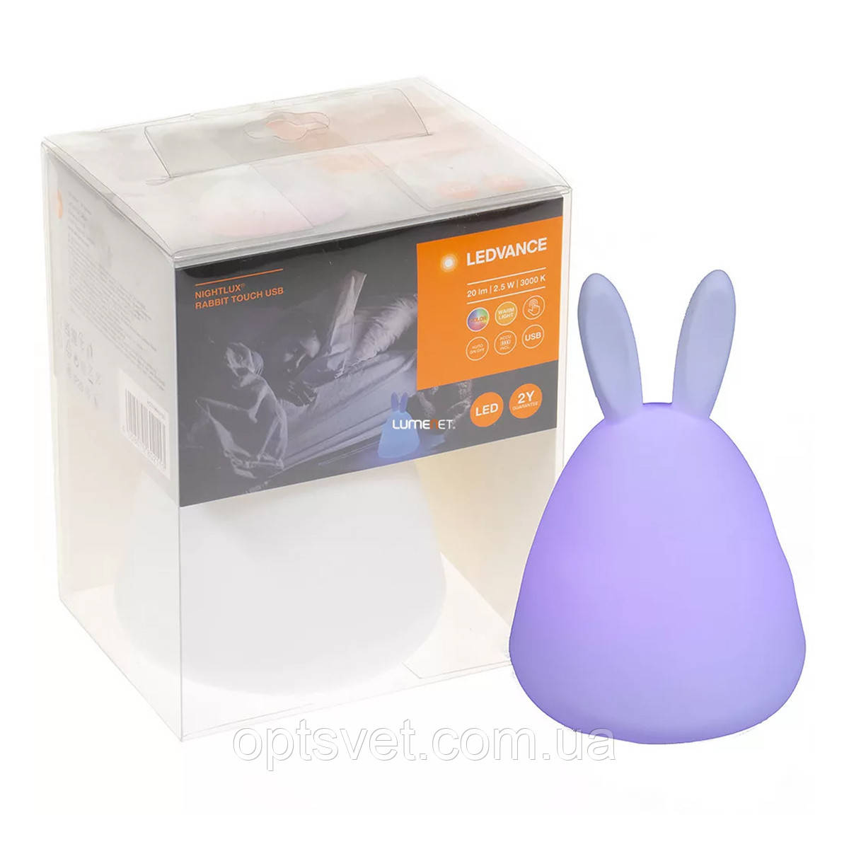 Нічник LEDVANCE Nightlux Touch LED Rabbit USB RGBW 2,5 Вт білий (4058075602113)