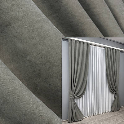 Комплект штор (2шт. 1,5х2,95м.) мікровелюр, колекція "Petek YL". Колір сірий. Код 1702ш 33-0598