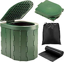 Біотуалет для дому та дачі, переносний туалет 100 кг, портативний універсальний + 12 мішків + сумка