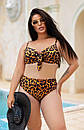 Жіночий роздільний коричневий леопардовий купальник великі розміри, фото 3