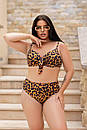 Жіночий роздільний коричневий леопардовий купальник великі розміри, фото 4