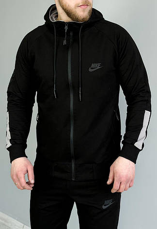 Спортивний костюм Nike весна осінь, чоловічий спорт костюм Найк із капюшоном чорний, фото 1