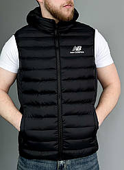 Жилетка чоловіча New Balance спортивна чорна великі розміри, Чоловічий жилет Нью Баланс із капюшоном батал