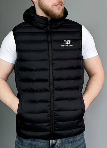 Жилетка чоловіча New Balance спортивна чорна великі розміри, Чоловічий жилет Нью Баланс із капюшоном батал, фото 1