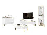 Набір меблів для вітальні на прямих ніжках Aurora Gloss (білий глянець/золотий), фото 6