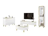 Набір меблів для вітальні на косих ніжках Aurora Gloss (білий глянець/золотий), фото 6